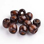 Dyed Natural Wooden Beads, Drum, Lead Free, Coconut Brown, 16x17mm, Hole: 6~7mm, about 700pcs/1000g(WOOD-R233-04-LF)