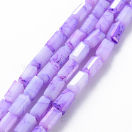 Opaque Baking Painted Crackle Glass Beads Strands, Cuboid, Faceted, Medium Orchid, 6.5x3.5x3.5mm, Hole: 1mm, about 60pcs/strand, 15.63 inch~15.75 inch(39.7cm~40cm)(X-EGLA-T008-18C)