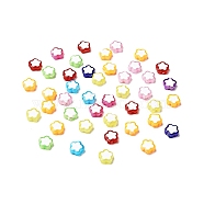Opaque Acrylic Beads, Flower, Mixed Color, 9.5x9.5x4mm, Hole: 2mm(SACR-G028-01)