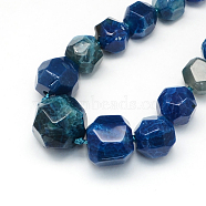 Dyed Natural Agate Bead Strands, Star Cut Round Beads, Faceted, Royal Blue, 12~25x11~24x10~22mm, Hole: 2~3mm, about 27pcs/strand, 18.8 inch(G-Q940-08B)