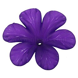 Blue Violet Transparent Frosted Chunky Acrylic Flower Beads, about 33mm in diameter, 8mm thick, Hole: 1.5~2mm(X-PAF154Y-1)