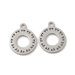 304 Stainless Steel Charms, Ring with Sun Charm, Stainless Steel Color, 14.5x12x1mm, Hole: 1.6mm(STAS-J042-14P)