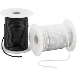 2 Rolls 2 Colors PVC Tubular Solid Synthetic Rubber Cord, No Hole, Wrapped Around White Plastic Spool, Mixed Color, 2mm, about 32.8 yards(30m)/roll, 1 color/roll(OCOR-NB0002-56)