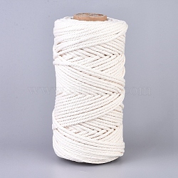 Cotton String Threads, Macrame Cord, Decorative String Threads, for DIY Crafts, Gift Wrapping and Jewelry Making, White, 4mm, about 109.36 yards(100m)/roll(OCOR-WH0032-44A-03)