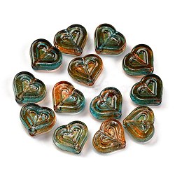 704Pcs Two Tone Transparent Acrylic Beads, Heart, Saddle Brown, 13x15x5mm, Hole: 1.8mm, about 704pcs/500g(MACR-K359-28B)