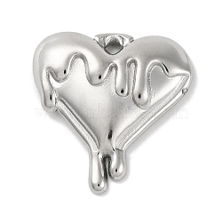 Anti-Tarnish 304 Stainless Steel Pendants, Melting Heart Charm, Stainless Steel Color, 17.5x16.5x4mm, Hole: 1.6mm(STAS-D194-05P)