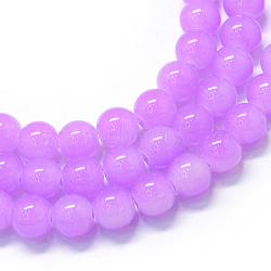 Baking Painted Imitation Jade Glass Round Bead Strands, Medium Orchid, 4.5~5mm, Hole: 1mm, about 210pcs/strand, 31.4 inch(X-DGLA-Q021-4mm-44)