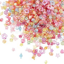 Globleland Transparent Acrylic Charms & Beads, AB Color Plated, Mixed Shapes, Mixed Color, 12x11mm, Hole: 1.6mm, 300g/bag(TACR-GL0001-01)