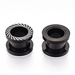 Ion Plating(IP) 316 Surgical Stainless Steel Grooved Beads, Column, Black, 14x10mm, Hole: 8.5mm(STAS-N103-08A-EB)