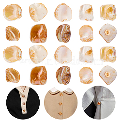 WADORN 20Pcs Shell Shank Buttons, 1-Hole, with Matal Findings, for Garment Accessories, Nuggets, Golden, 17~25x22~26x4~10.5mm, Hole: 2.5mm(BUTT-WR0001-09)