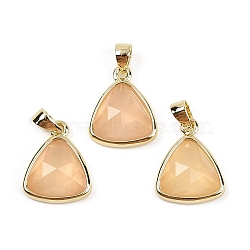 Natural Rose Quartz Pendants, with Golden Tone Brass Findings, Triangle, Faceted, 14x11.5x4.5mm, Hole: 2.5x3.5mm(G-O176L-17G)