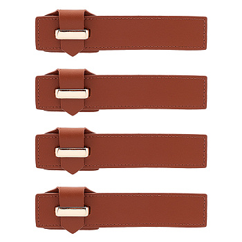 PU Imitation Leather Sew on Toggle Buckles, Tab Closures, Cloak Clasp Fasteners, with Alloy Finding, Saddle Brown, 142x38x9mm