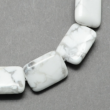 Rectangle Shaped Gemstone Natural Howlite Stone Beads Strands, White, 18x13x6mm, Hole: 1mm, about 22pcs/strand, 15.7 inch