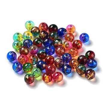 Two Tone Transparent Acrylic Beads, Round, Mixed Color, 8mm, Hole: 1.8mm,  about 1760pcs/500g