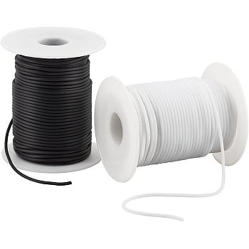 2 Rolls 2 Colors PVC Tubular Solid Synthetic Rubber Cord, No Hole, Wrapped Around White Plastic Spool, Mixed Color, 2mm, about 32.8 yards(30m)/roll, 1 color/roll