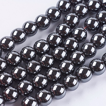 Non-Magnetic Synthetic Hematite Beads Strands, Round, 10mm, Hole: 1.5mm, about 42pcs/strand