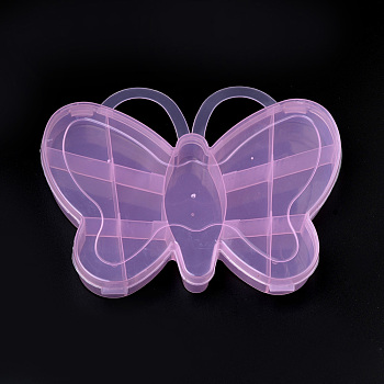 Plastic Bead Storage Containers, 13 Compartments, Butterfly, Pink, 14.7x18.5x2.5cm
