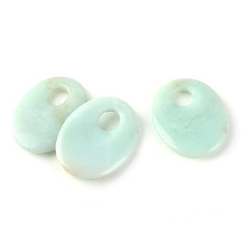 Natural Flower Amazonite Pendants, Oval, 40x30x5mm, Hole: 8mm