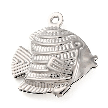 Rack Plating Brass Pendants, Cadmium Free & Lead Free, Long-Lasting Plated, Platinum, Fish, 17.5x16.5x5mm, Hole: 1mm