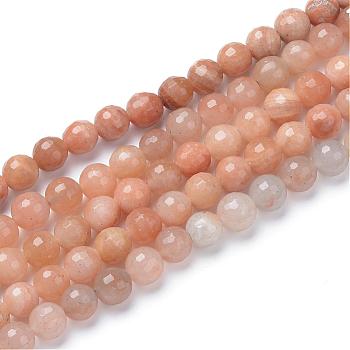 Natural Red Aventurine Bead Strands, Faceted Round, 8mm, Hole: 1mm, about 50pcs/strand, 15.7 inch