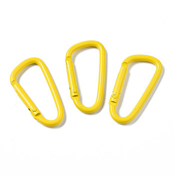 Aluminum Spring Gate Rings, D Shape, Yellow, 46x24x4.5mm, Inner Diameter: 38.5x16mm