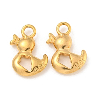 Ion Plating(IP) 304 Stainless Steel Pendants, Duck with Letter ABC Charms, Real 18K Gold Plated, 18.5x13.5x3.5mm, Hole: 2.8mm