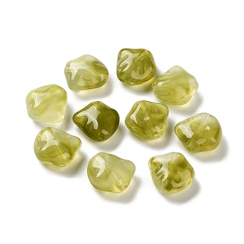 Transparent Resin Beads, Irregular Shape, Olive Drab, 14x14.5x7mm, Hole: 1.8mm