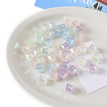 Opaque Acrylic European Beads, Large Hole Beads, Faceted, Cube, Mixed Color, 12.7x12.7x12.7mm, Hole: 5mm