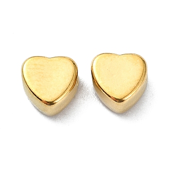 Ion Plating(IP) 304 Stainless Steel Beads, Heart, Real 18K Gold Plated, 4.8x4.5x2.5mm, Hole: 1.2mm