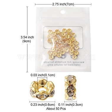Abalorios de latón Diamante de imitación espaciador(RB-YW0001-05B-01G)-4