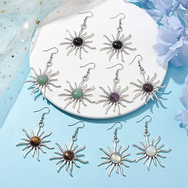 Boucles d'oreilles avec pendentif de pierres gemme(EJEW-JE05765)-2