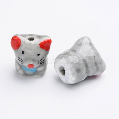 16mm Gray Mouse Porcelain Beads