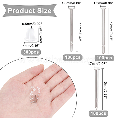 dicosmetic 300個 3 スタイル 304 ステンレススチール スタッド イヤリング所見(DIY-DC0001-43)-5