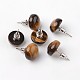Half Round Dome Natural Tiger Eye Stud Earrings(EJEW-L171-01)-2