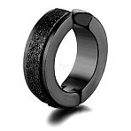 201 Stainless Steel Clip-on Earrings for Men's, Ring, Black, 13x12mm(FS-WG79C69-07)