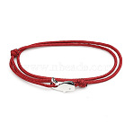 Cotton Cord Bracelets, Alloy Whale Jewelry for Women Men, Platinum, Dark Red, 5.91~11.81 inch(15~30cm)(FS-WG4E3C0-06)