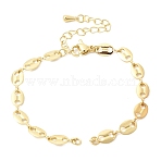 Brass Coffee Bean Chain Bracelet Making, Rack Plating, Long-Lasting Plated, Lead Free & Cadmium Free, Real 18K Gold Plated, 11.81 inch(30cm), Jump Ring: 3x0.7mm, Inner Diameter: 1.6mm(MAK-K024-16G)