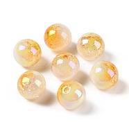 UV Plating Opaque Crackle Two-tone Acrylic Beads, Round, Orange, 16mm, Hole: 2.7mm(MACR-C032-01C)