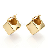 Brass Rhombus Thick Hoop Earrings for Women, Golden, 23x17x13.5mm, Pin: 0.5~1x0.5mm(EJEW-F303-05G)