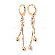 Glass Leverback Earrings, Brass Chains Tassel Earrings for Women, Light Gold, 51.5~52x6mm(EJEW-K256-16KCG)