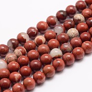 Natural Red Jasper Bead Strands, Round, 8mm, Hole: 1mm, about 48pcs/strand, 15.5 inch(X-G-K153-B19-8mm)