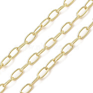 Rack Plating Oval Brass Curb Chains, Unwelded, with Spool, Long-Lasting Plated, Cadmium Free & Lead Free, Real 18K Gold Plated, 7.5x4x1mm(CHC-A010-01G-06)