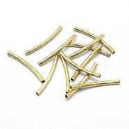 Brass Tube Beads, Curved, Lead Free & Cadmium Free & Nickel Free, Tube, Raw(Unplated), 25x2mm, Hole: 1mm(KK-A143-34A-C-RS)