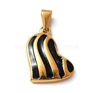 304 Stainless Steel Pendants, with Enamel, Heart, Golden, 23x18x4.5mm, Hole: 7.5x3mm(STAS-D182-19G)