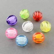 Transparent Acrylic Beads, Bead in Bead, Round, Pumpkin, Mixed Color, 22mm, Hole: 3mm, about 140pcs/500g(TACR-S089-22mm-M)