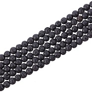 Natural Lava Rock Gemstone Round Bead Strands, Black, 4~5mm, Hole: 0.8mm, about 94pcs/strand, 15.7 inch(G-R285-4mm-06)