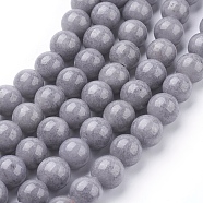Natural Mashan Jade Beads Strands, Dyed, Round, Gray, 8mm, Hole: 1.2mm, about 51pcs/strand, 16 inch(DJAD-8D-29)