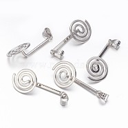 Brass Donut Bails, Donuthalter, Fit For Pi Disc Pendants Jewelry Making, Platinum, about 16mm wide, 43mm long, hole: 4mm(X-KK773)