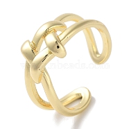 Brass Cuff Rings, Long-Lasting Plated, Rhombus, Golden, US Size 7 1/4(17.5mm)(RJEW-G310-07G)
