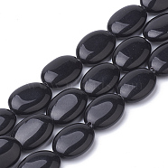 Natural Black Stone Beads Strands, Oval, 18~18.5x13x6mm, Hole: 1mm, about 22pcs/strand, 15.7 inch(G-S292-26)